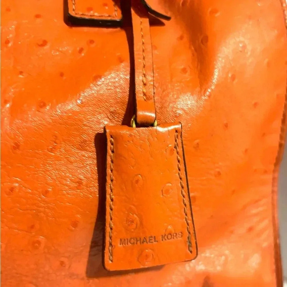 Michael kors orange ostrich embossed leather shoulder handbag - Picture 6 of 10